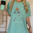 Spooky Season Skeleton Baseball Player Halloween Batter Women's Comfort Colors T-Shirt Violet Spooky Season Skeleton Baseball Player Halloween Batter Women's Comfort Colors T-Shirt Violet
