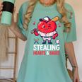 Stealing Hearts And Bases Baseball Player Valentine's Day Women's Comfort Colors T-Shirt Violet Stealing Hearts And Bases Baseball Player Valentine's Day Women's Comfort Colors T-Shirt Violet