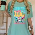 I Survived 100 Days Of School Baseball Drip Students Teacher Women's Comfort Colors T-Shirt Violet I Survived 100 Days Of School Baseball Drip Students Teacher Women's Comfort Colors T-Shirt Violet