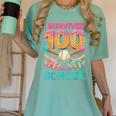 I Survived 100 Days Of School Baseball Ice Cream Drip Women's Comfort Colors T-Shirt Violet I Survived 100 Days Of School Baseball Ice Cream Drip Women's Comfort Colors T-Shirt Violet