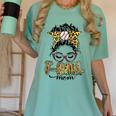 T Ball Mom Messy Bun Leopard Baseball Mom Leopard Women's Comfort Colors T-Shirt Violet