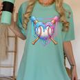 Valentines Baseball Heart Dripping Ice Cream Gen Z Alpha Women's Comfort Colors T-Shirt Violet Valentines Baseball Heart Dripping Ice Cream Gen Z Alpha Women's Comfort Colors T-Shirt Violet