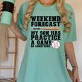 Weekend Forecast My Son Has Practice Baseball Mom Women's Comfort Colors T-Shirt Violet Weekend Forecast My Son Has Practice Baseball Mom Women's Comfort Colors T-Shirt Violet