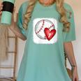 Womens Bleached Custom Baseball Mom Number 7 Heart For Mom Women's Comfort Colors T-Shirt Violet