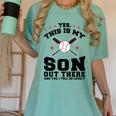Yes This Is My Son Out There Baseball Mom Women's Comfort Colors T-Shirt Violet