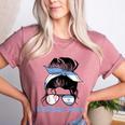 Argentina Baseball Mom Messy Bun Women's Heather T-Shirt Heather Mauve