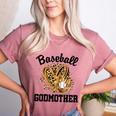 Baseball Godmother Leopard Heart Baseball Mom Game Day Women's Heather T-Shirt Heather Mauve