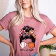 Baseball Mom Basketball Mom Of Both Messy Bun Mother's Day Women's Heather T-Shirt Heather Mauve