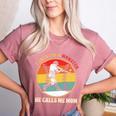 Baseball Mom I Created A Monster He Calls Me Mom Women's Heather T-Shirt Heather Mauve Baseball Mom I Created A Monster He Calls Me Mom Women's Heather T-Shirt Heather Mauve