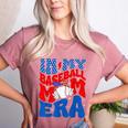 In My Baseball Mom Era Groovy Baseball Mother's Day US Flag Women's Heather T-Shirt Heather Mauve In My Baseball Mom Era Groovy Baseball Mother's Day US Flag Women's Heather T-Shirt Heather Mauve