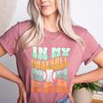 In My Baseball Mom Era Retro Groovy Style Sports Mama Women's Heather T-Shirt Heather Mauve