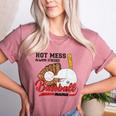 Baseball Mom Hot Mess Always Stressed Baseball Mama Women's Heather T-Shirt Heather Mauve