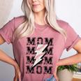 Baseball MOM Lightning Bolt Tshirt Retro Women's Heather T-Shirt Heather Mauve