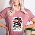 Baseball Mom Messy Bun Hair Player Mom Women's Heather T-Shirt Heather Mauve Baseball Mom Messy Bun Hair Player Mom Women's Heather T-Shirt Heather Mauve