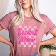Baseball Mom And Pink Grid Sports Mother Mama Player Women's Heather T-Shirt Heather Mauve