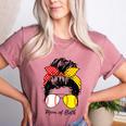 Baseball Mom Softball Mom Of Both Messy Bun Mother's Day Women's Heather T-Shirt Heather Mauve Baseball Mom Softball Mom Of Both Messy Bun Mother's Day Women's Heather T-Shirt Heather Mauve