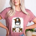 Baseball Mom Women Messy Bun Leopard Mother's Day Women's Heather T-Shirt Heather Mauve
