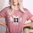 Baseball Number 11 Distressed Heart For Baseball Moms Women's Heather T-Shirt Heather Mauve Baseball Number 11 Distressed Heart For Baseball Moms Women's Heather T-Shirt Heather Mauve