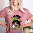 Brazil Baseball Mom Messy Bun Women's Heather T-Shirt Heather Mauve