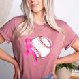 Breast Cancer Awareness Baseball Mom Women's Heather T-Shirt Heather Mauve Breast Cancer Awareness Baseball Mom Women's Heather T-Shirt Heather Mauve