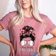 Busy Raising Ballers Messy Bun Funny Baseball Mom Women's Heather T-Shirt Heather Mauve Busy Raising Ballers Messy Bun Funny Baseball Mom Women's Heather T-Shirt Heather Mauve
