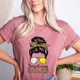 Busy Raising Ballers Tennis Baseball Mom Messy Bun Leopard Women's Heather T-Shirt Heather Mauve Busy Raising Ballers Tennis Baseball Mom Messy Bun Leopard Women's Heather T-Shirt Heather Mauve