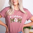 Catcher Mom Baseball Mom Leopard Game Day Women's Heather T-Shirt Heather Mauve Catcher Mom Baseball Mom Leopard Game Day Women's Heather T-Shirt Heather Mauve