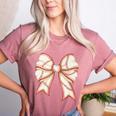 Coquette Bow Baseball Mama Baseball Mom Women Premium Women's Heather T-Shirt Heather Mauve