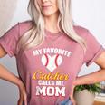 My Favorite Catcher Calls Me Mom Catcher Baseball Mom Heart Women's Heather T-Shirt Heather Mauve