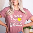 My Favorite Player Calls Me Stepmom Softball Baseball Mom Women's Heather T-Shirt Heather Mauve