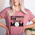 My Favorite Son Calls Me Mom Baseball Mom Women's Heather T-Shirt Heather Mauve My Favorite Son Calls Me Mom Baseball Mom Women's Heather T-Shirt Heather Mauve