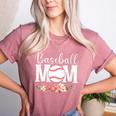 Floral Baseball Mom Mother's Day Cute Baseball Mama Mommy Women's Heather T-Shirt Heather Mauve