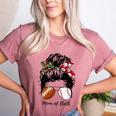 Football Mom Baseball Mom Of Both Messy Bun Mother's Day Premium Tri-Blend Women's Heather T-Shirt Heather Mauve Football Mom Baseball Mom Of Both Messy Bun Mother's Day Premium Tri-Blend Women's Heather T-Shirt Heather Mauve