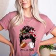 Football Mom Baseball Mom Of Both Messy Bun Mother's Day Women's Heather T-Shirt Heather Mauve Football Mom Baseball Mom Of Both Messy Bun Mother's Day Women's Heather T-Shirt Heather Mauve