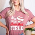 My Heart Is On That Field Baseball Player Baseball Mom Women's Heather T-Shirt Heather Mauve