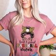 Loud And Proud Baseball Mom Messy Bun Leopard Baseball Mom Women's Heather T-Shirt Heather Mauve