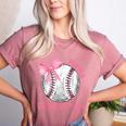Mama Biggest Fan Coquette Bow Baseball Mom Fan Mother's Day Women's Heather T-Shirt Heather Mauve Mama Biggest Fan Coquette Bow Baseball Mom Fan Mother's Day Women's Heather T-Shirt Heather Mauve