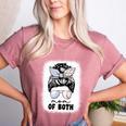 Mom Of Both Volleyball And Baseball Mom For Women Messy Bun Women's Heather T-Shirt Heather Mauve Mom Of Both Volleyball And Baseball Mom For Women Messy Bun Women's Heather T-Shirt Heather Mauve