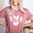 Mother's Day Distressed Heart Baseball Mom Mama Sport Fan Women's Heather T-Shirt Heather Mauve