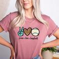 Peace Love Baseball Lover Motif For Women Pink Baseball Mom Women's Heather T-Shirt Heather Mauve