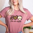 Peace Love Baseball Mom Leopard Print Cheetah Pattern Women's Heather T-Shirt Heather Mauve