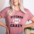 Pitches Be Crazy Baseball Moms Softball Players Hey Batter Women's Heather T-Shirt Heather Mauve Pitches Be Crazy Baseball Moms Softball Players Hey Batter Women's Heather T-Shirt Heather Mauve