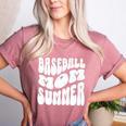 Retro Baseball Mom Summer Groovy Appreciation Premium Women's Heather T-Shirt Heather Mauve