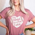 Retro My Heart Is On That Field Baseball Mom Mother's Day Women's Heather T-Shirt Heather Mauve