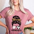 Soccer Baseball Mom Of Both Messy Bun Leopard Mother's Day Women's Heather T-Shirt Heather Mauve Soccer Baseball Mom Of Both Messy Bun Leopard Mother's Day Women's Heather T-Shirt Heather Mauve