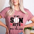 If My Son Hits I Will Yell Loud Baseball Mom Women's Heather T-Shirt Heather Mauve If My Son Hits I Will Yell Loud Baseball Mom Women's Heather T-Shirt Heather Mauve