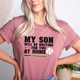 My Son Will Be Waiting For You At Home Baseball Mom Women's Heather T-Shirt Heather Mauve My Son Will Be Waiting For You At Home Baseball Mom Women's Heather T-Shirt Heather Mauve