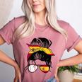 Spanish Baseball Mom Messy Bun Spain Baseball Girl Women's Heather T-Shirt Heather Mauve