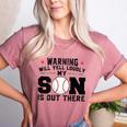 Warning Will Yell Loudly My Son Baseball Mom Women's Heather T-Shirt Heather Mauve Warning Will Yell Loudly My Son Baseball Mom Women's Heather T-Shirt Heather Mauve