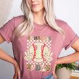 Women Kids Baseball Game Day Vibes Smile Baseball Mom Women's Heather T-Shirt Heather Mauve Women Kids Baseball Game Day Vibes Smile Baseball Mom Women's Heather T-Shirt Heather Mauve